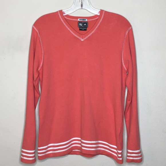 adidas Sweaters - Adidas Climalite 3-Stripe V-Neck Sweater Large